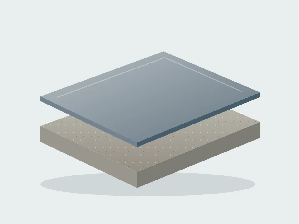 System illustration of smooth and textured solid-color resinous floor configurations.