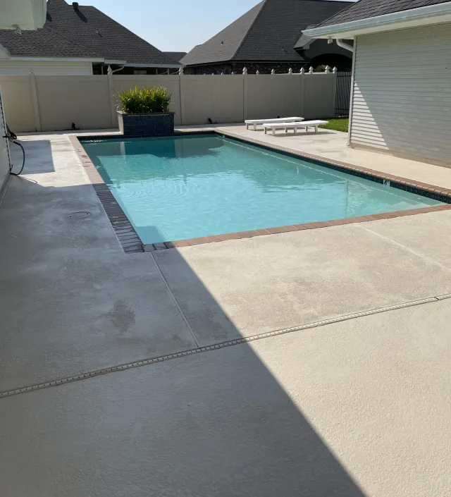 Pool Deck Removal + Resurfacing by Decorative Concrete of South Louisiana.