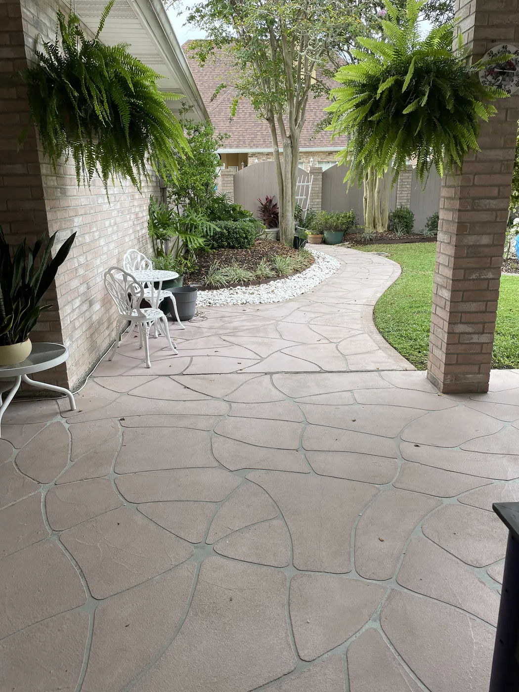 Before decorative concrete refresh, repair & reseal project